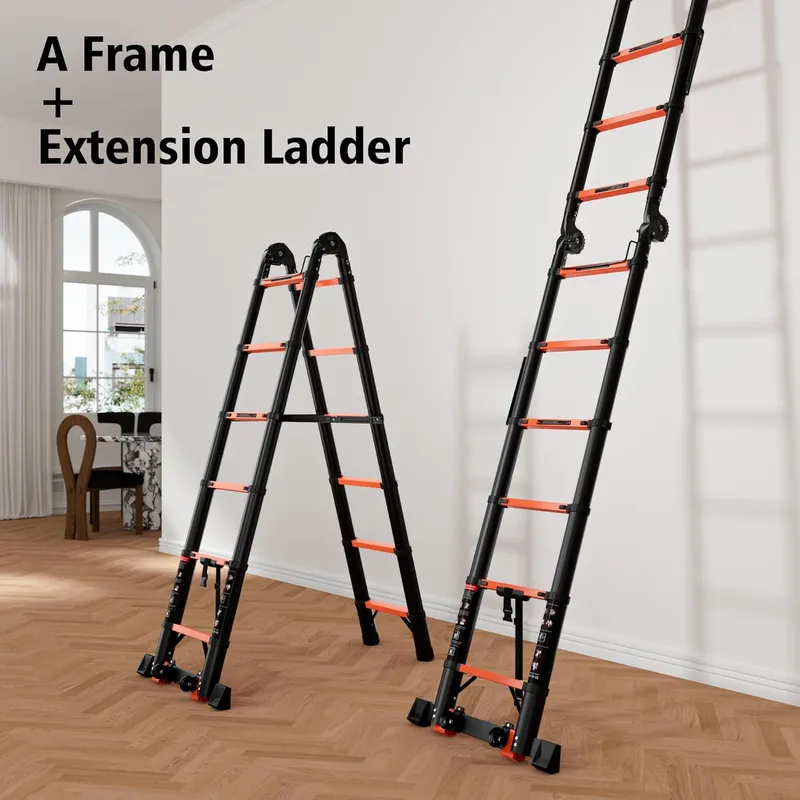 SINMEIRUN 20.3 FT Telescoping A Frame Ladder, Orange